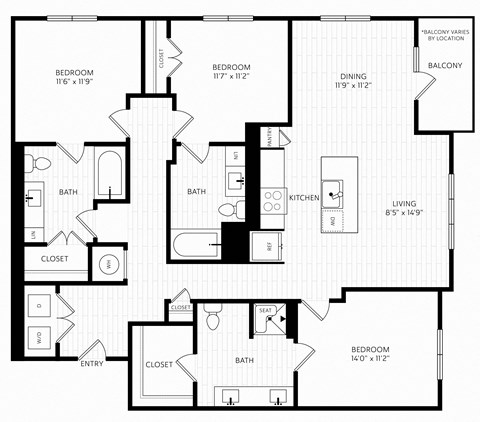 C3 ANSI Floor Plan | 1,529 Sq. Ft. at Aura Stonebridge, Virginia